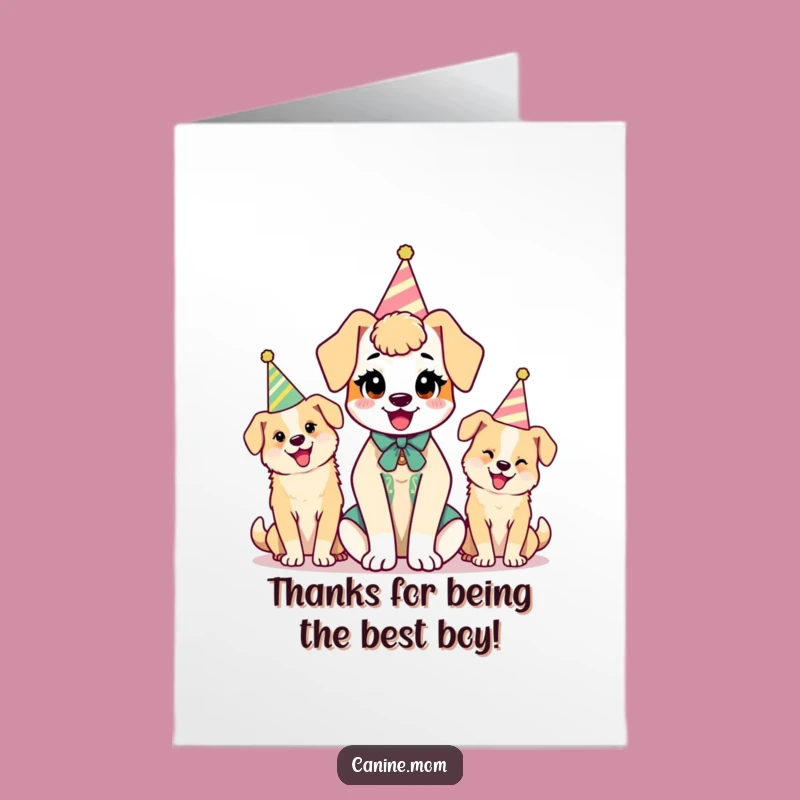 Free Printable Thank You Card: Kawaii Dog Lady & Party Hat Pup Gratitude Art