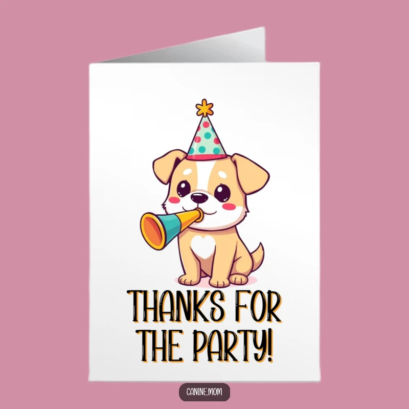 Free Printable Thank You Card: Party Dog Trumpet Funny Downloadable Gift!