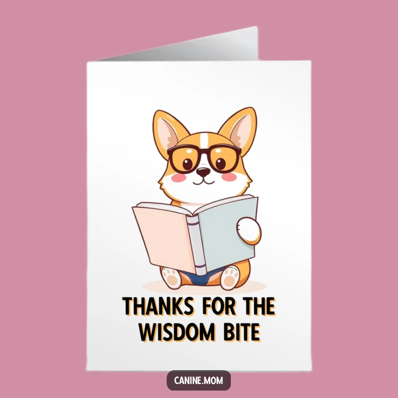 Free Printable Thank You Card: Studious Corgi Reader, Ideal Downloadable Gift!