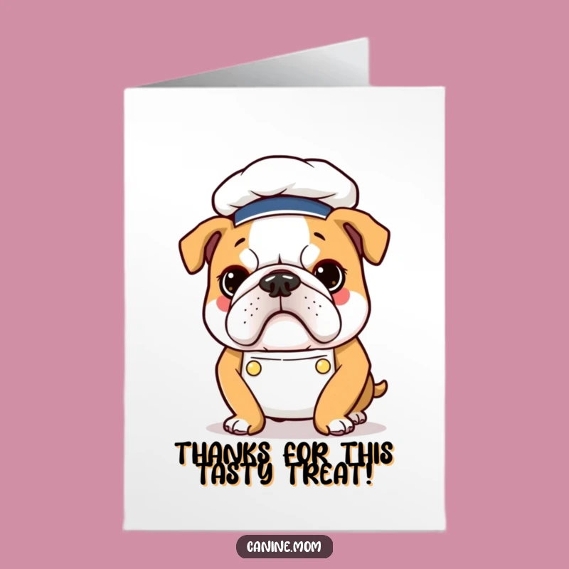 Free Printable Bulldog Chef Thank You Card: Grateful Cook Dog Downloadable Gift