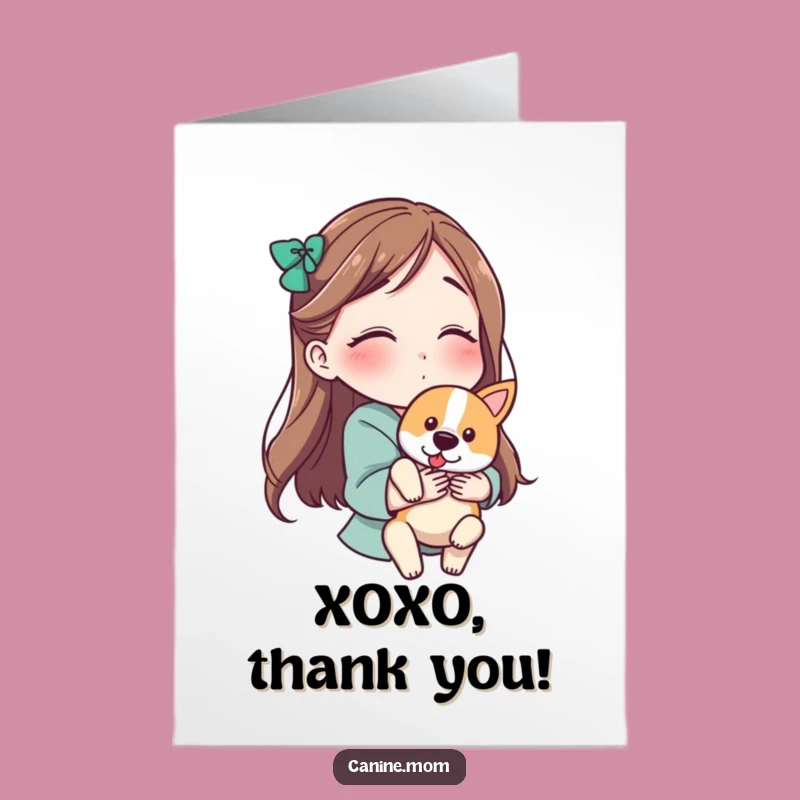 Free Printable Kissing Dog Thank You Card - Adorable Pups Express Gratitude Download