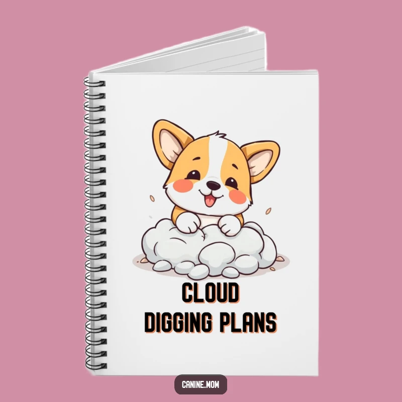 Funny Corgi Cloud Notebook - Whimsical Doggy Dream Journal Gift