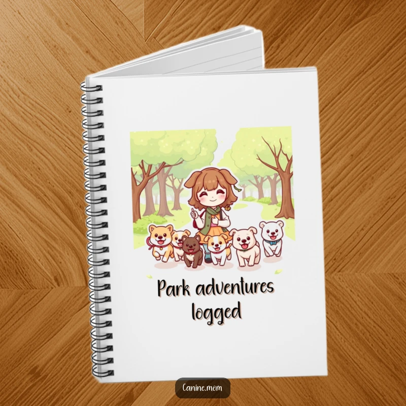 Funny Dog Lady Park Notebook: Kawaii character in a park setting with happy dogs running. Great funny gift for note-taking.