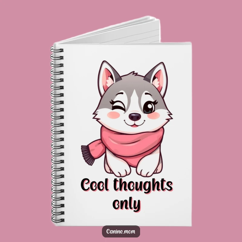 Funny Husky Scarf Wink Notebook - Jot Down Playful Notes!