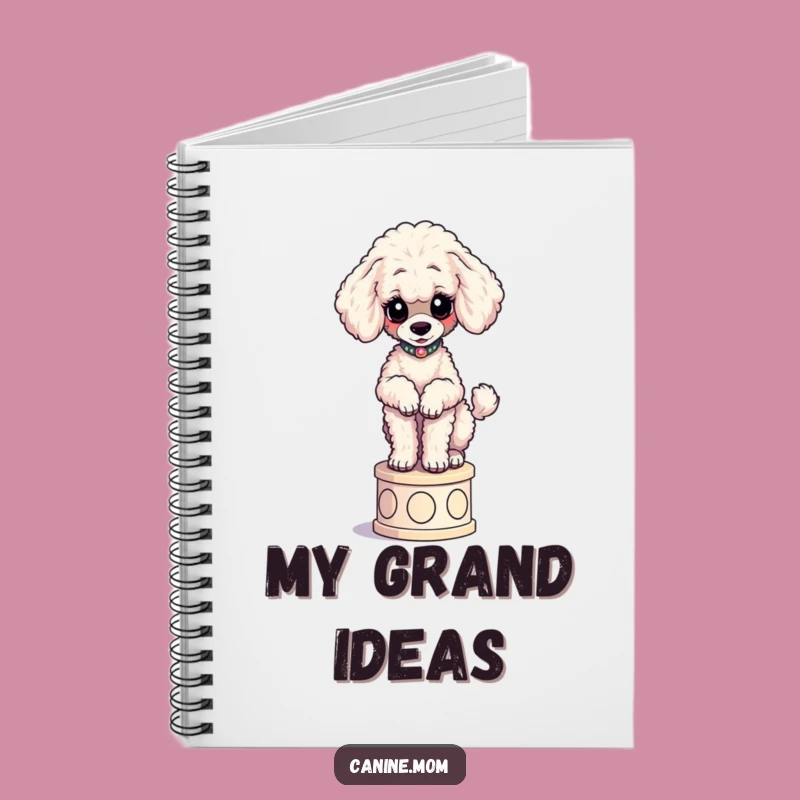Funny Poodle Pedestal Notebook - Elegant Dog Journal Gift