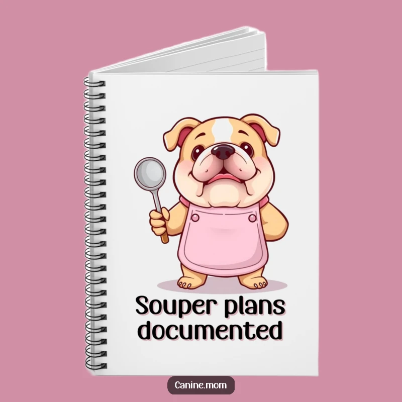 Funny Bulldog Chef Notebook - Apron Ladle, Recipe Journal Gift