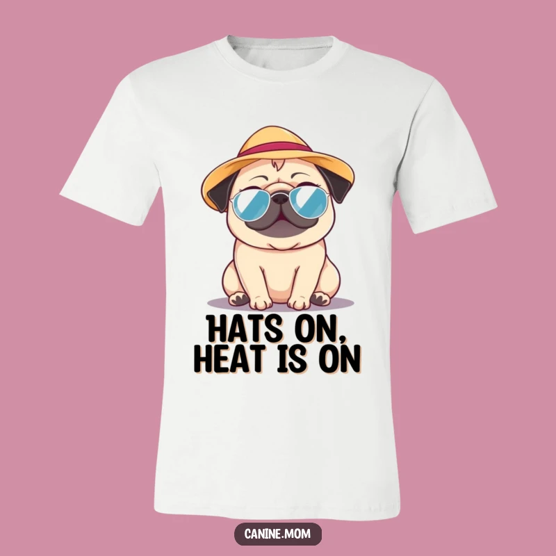 Funny Pug Sun Hat T-Shirt: Summer Vibes Pup Tee, Hilarious Funny Gift for Pug Fans