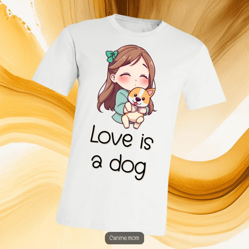 Funny T-shirt of a woman holding a dog and blowing a kiss, a humorous declaration of pet adoration.