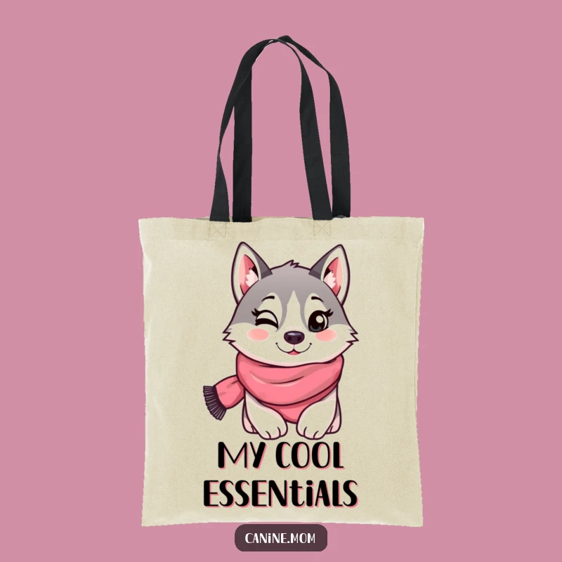 Funny Husky Scarf Wink Tote Bag - Carry Playful Charm!