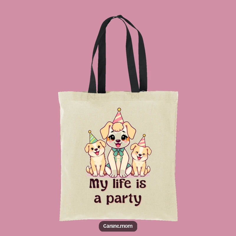 Funny Kawaii Dog Lady Tote Bag: Party Dogs Style - Perfect Funny Gift!