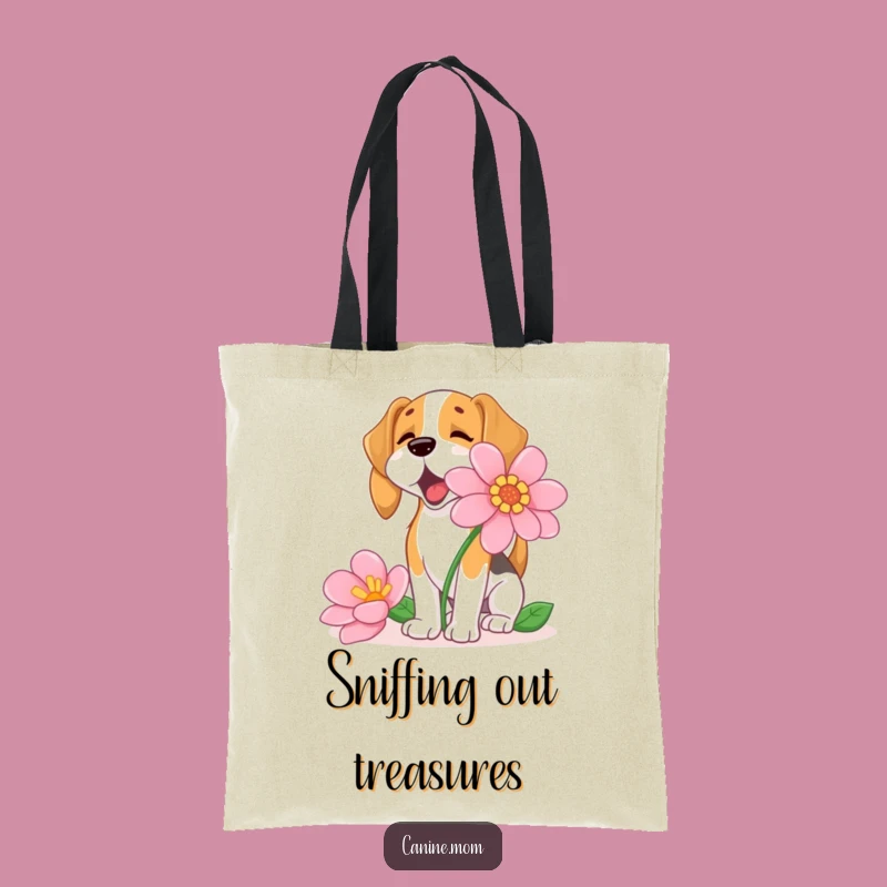 Funny Beagle Sniffing Flower Tote Bag: Carry Your Love For Nature!